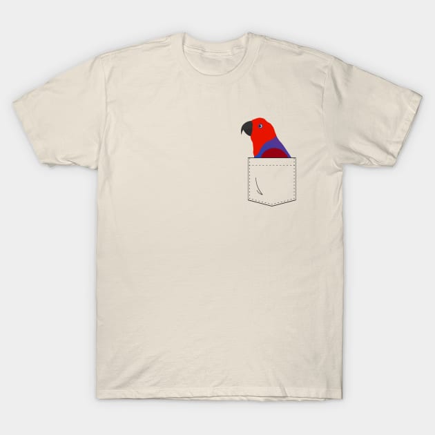 Eclectus Parrot Female In Your Front Pocket T-Shirt by Einstein Parrot